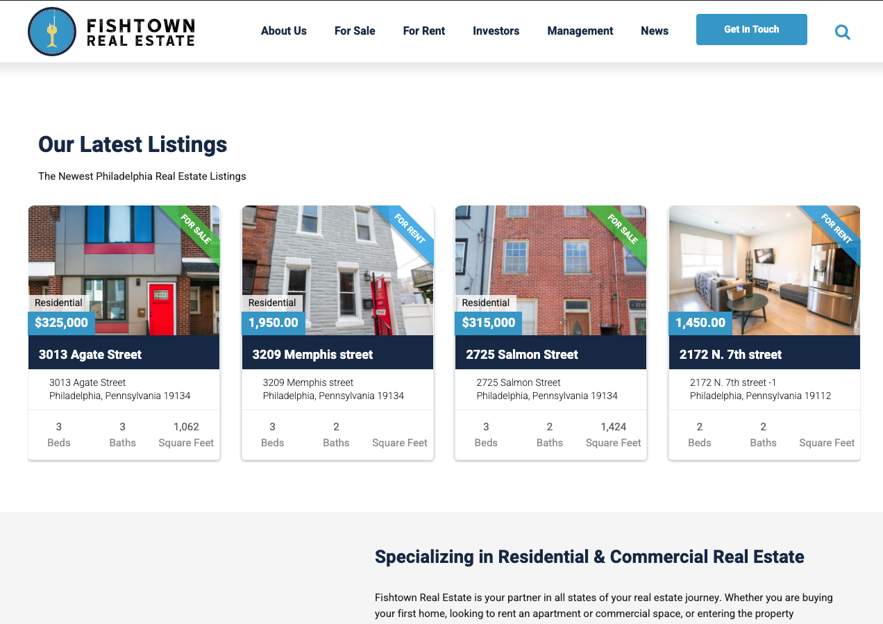 fishtown real estate website